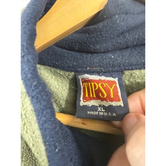 Tipsy Full Zip Fleece Jacket Mens Size XL Olive Green Blue Cambria Chest Logo - Picture 6 of 7